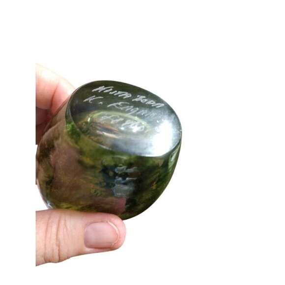 Kosta Boda Green Abstract Glass Vase Signed By Artist Sweden 1742 Modern Art Dec - Picture 2 of 16